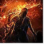 Ruzhan, the Blazing Sword gem icon for Path of Exile 2